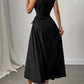 Sleeveless black flowing midi dress