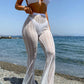 White sheer ribbed beach pants