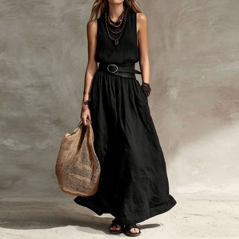 Black sleeveless long dress