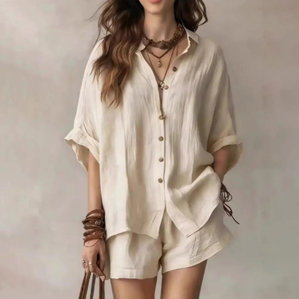 Loose Fit Button Down Shirt Set
