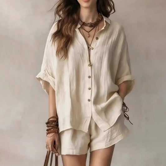 Loose Fit Button Down Shirt Set