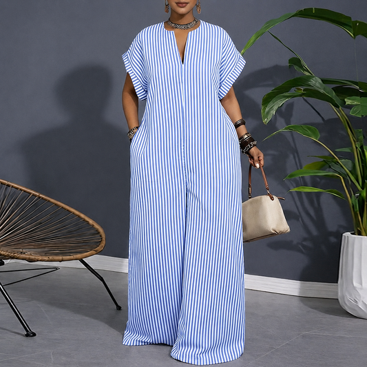 Striped wide leg jumpsuit