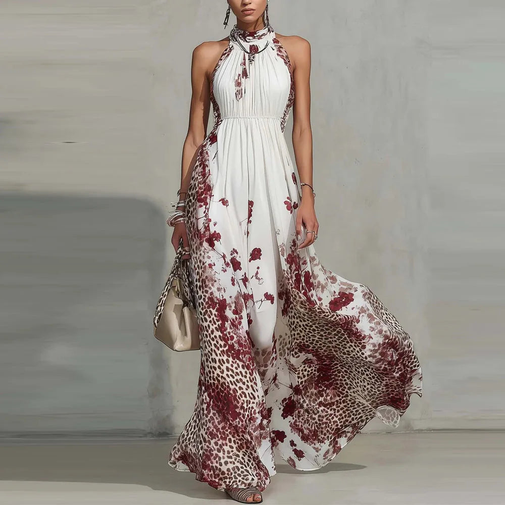 Sleeveless floral print maxi dress