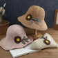 Floral accent straw sun hat