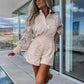 White lace long sleeve romper outfit