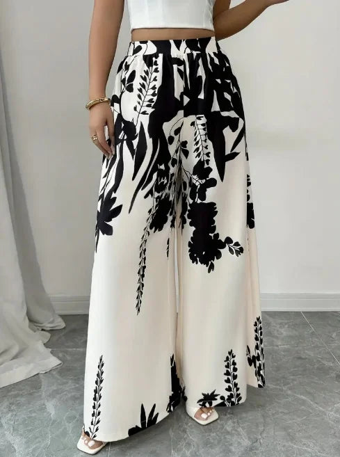 High waist floral trousers
