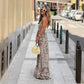 Spaghetti strap leopard dress