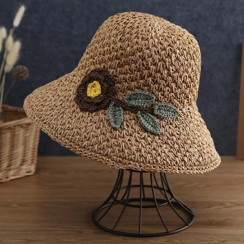 Brown woven beach hat