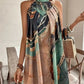 High neck printed dress
