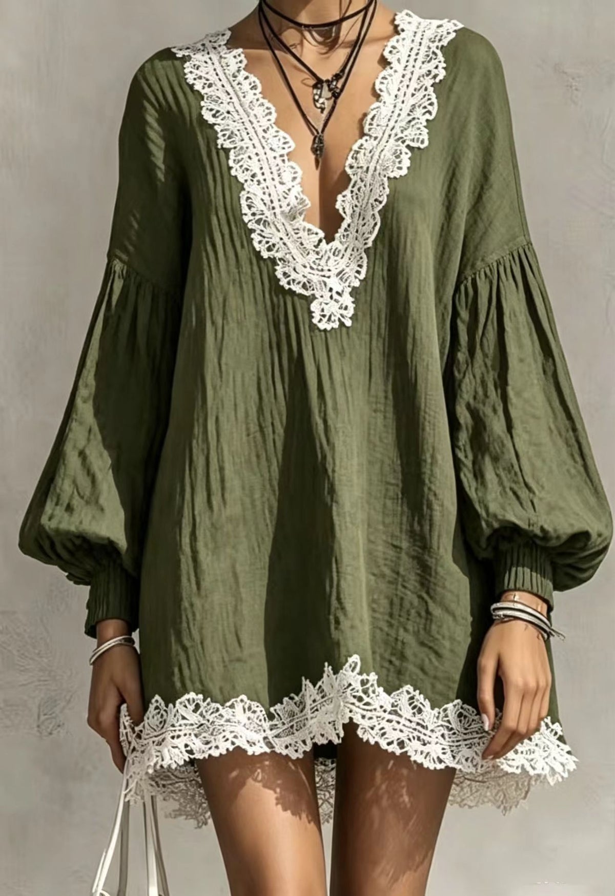 Boho Balloon Sleeve Dress