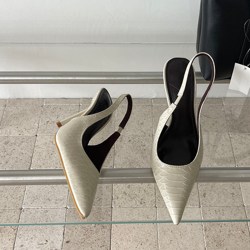 Croc pattern pointed toe pumps