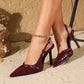 Croc pattern buckle slingback heels