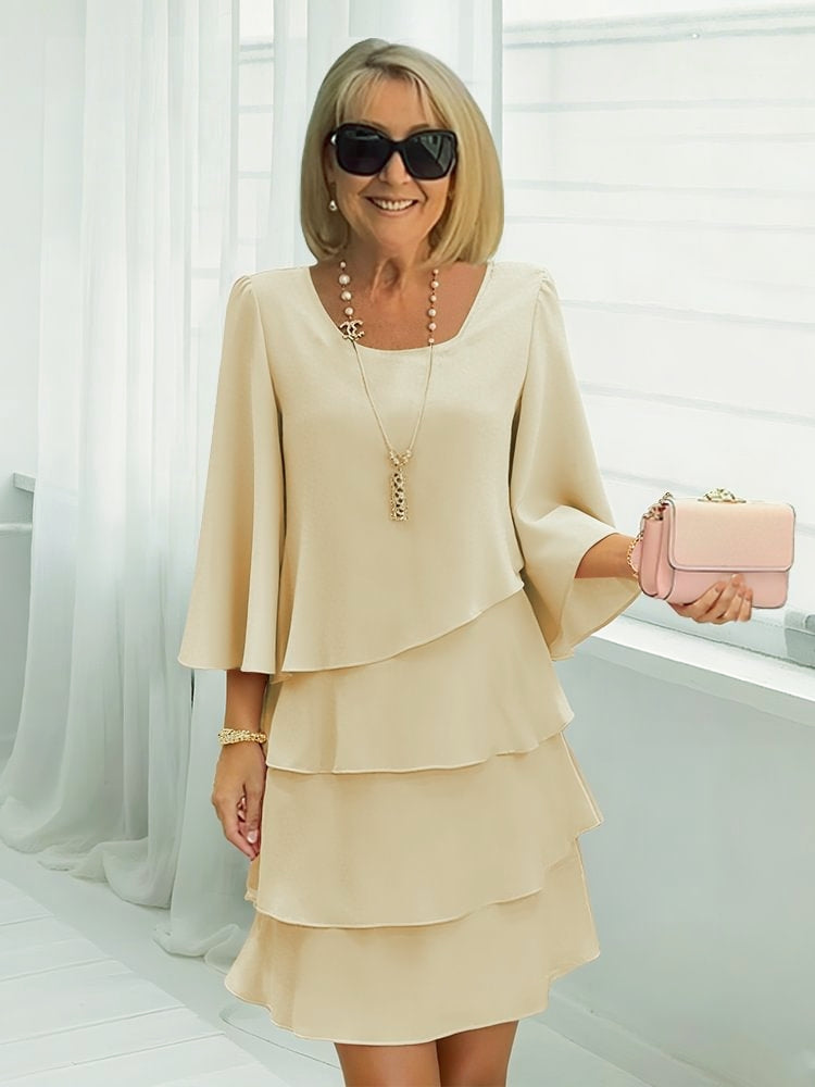 Cream tiered ruffle dress
