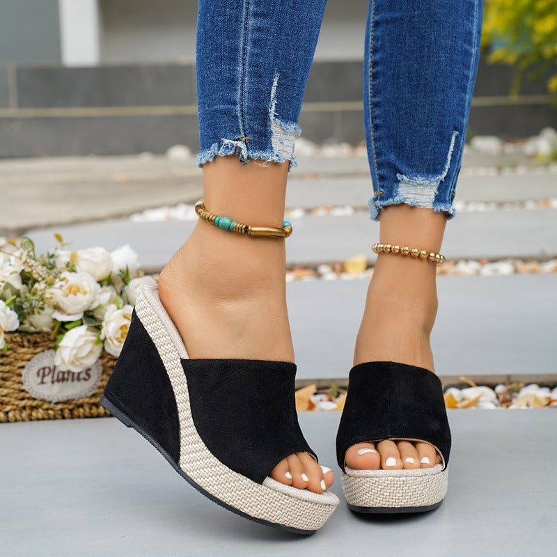 Black slip on wedges