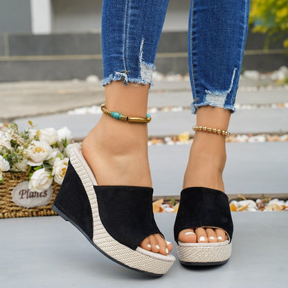 Black slip on wedges