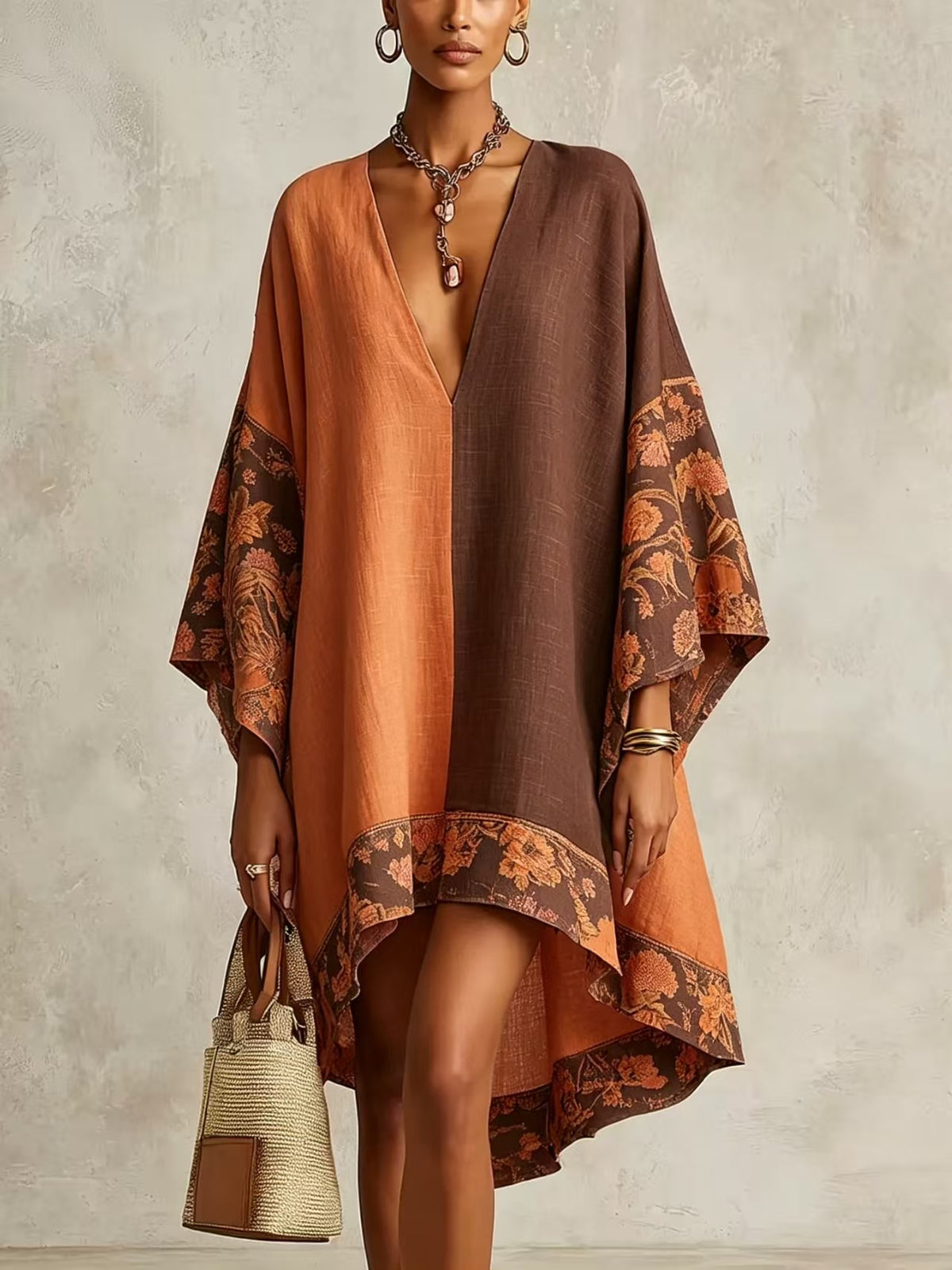 Deep V neck dress