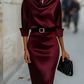 Draped front midi dress