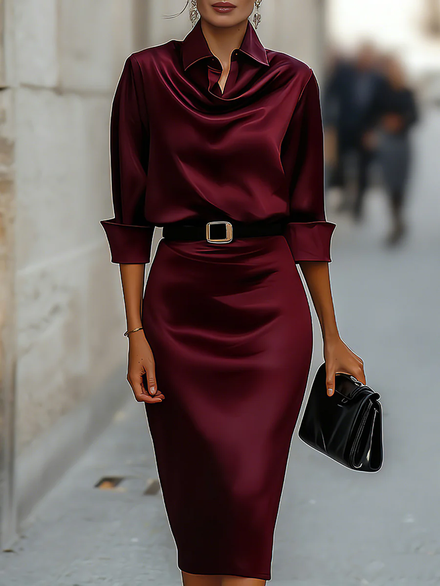 Draped front midi dress