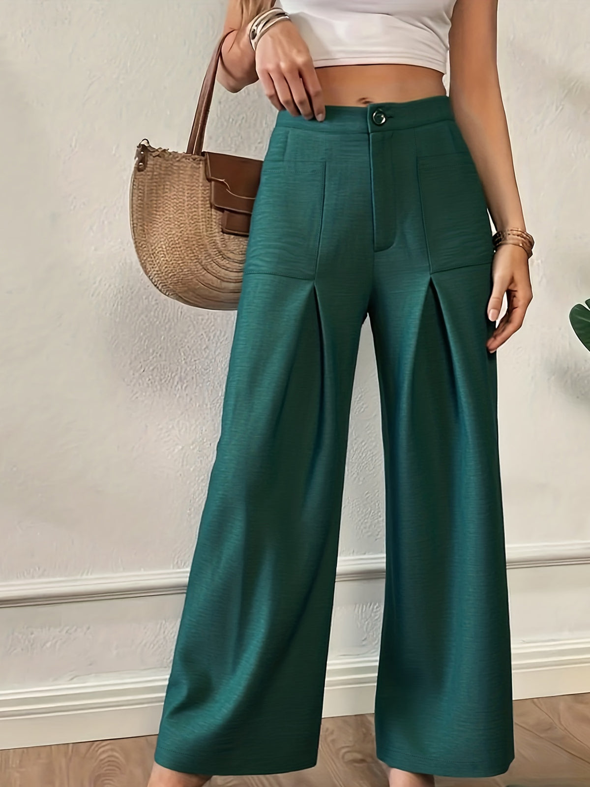 High waist green trousers