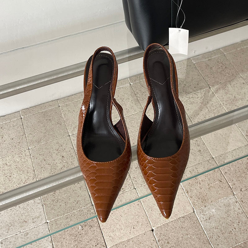 Slim heel slingback dress pumps