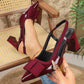 Burgundy pointed toe slingbacks