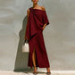 Burgundy one shoulder set