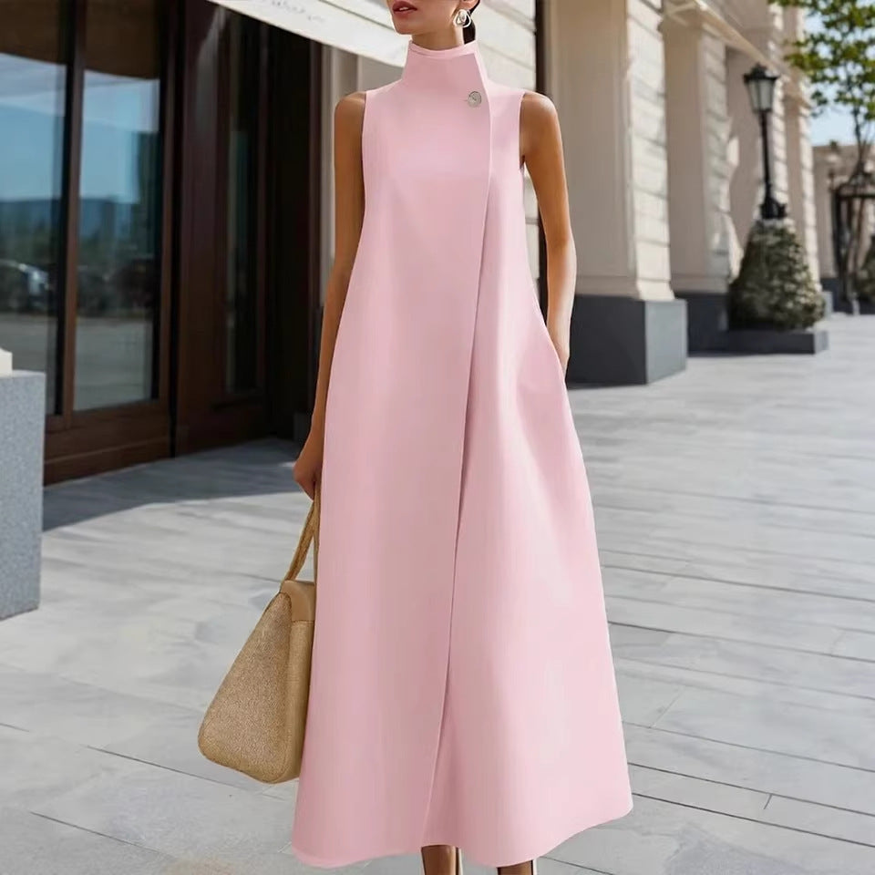Pink high neck dress