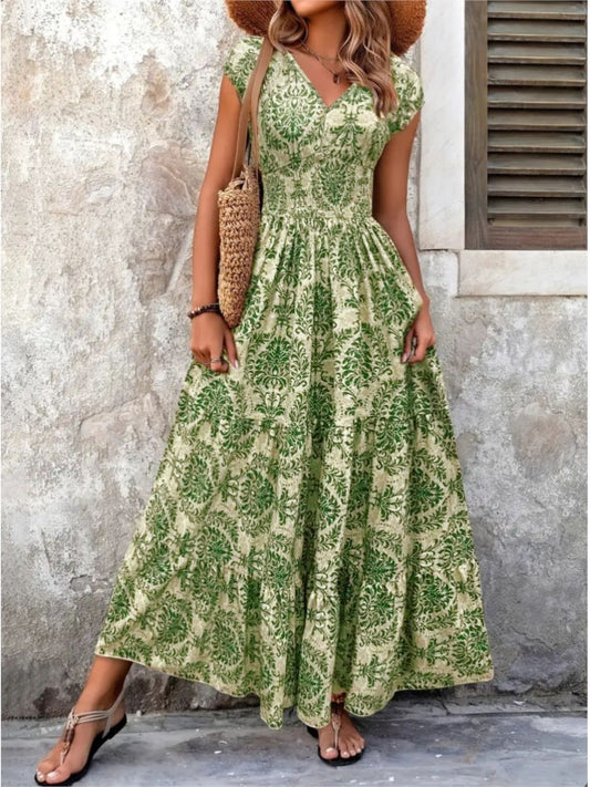 Floral cap sleeve dress