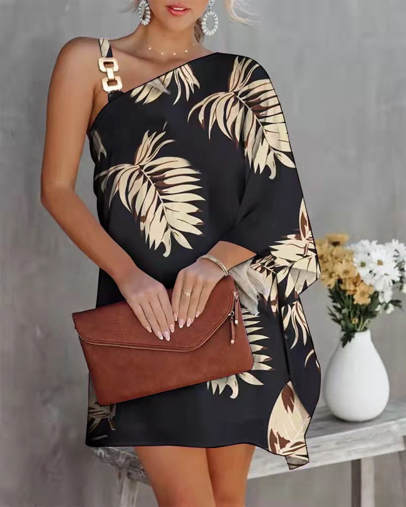 One shoulder printed dress