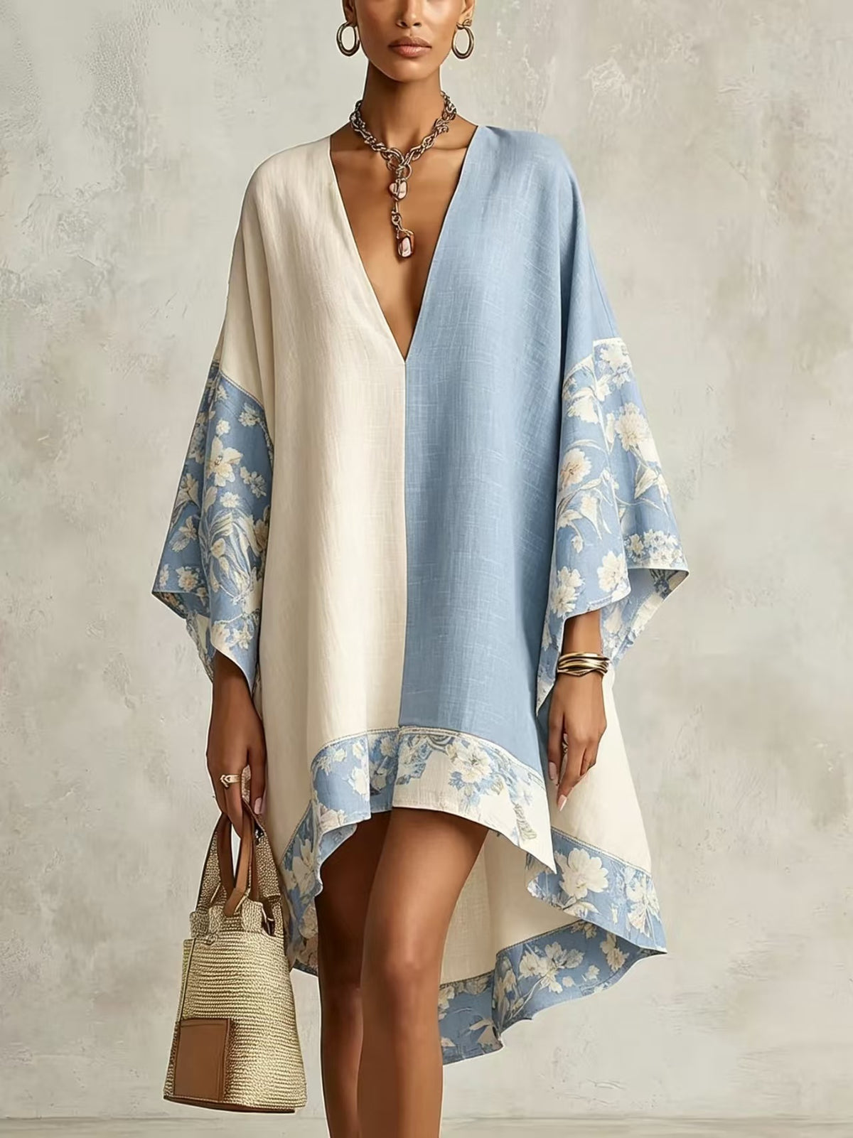 Blue ivory kaftan dress