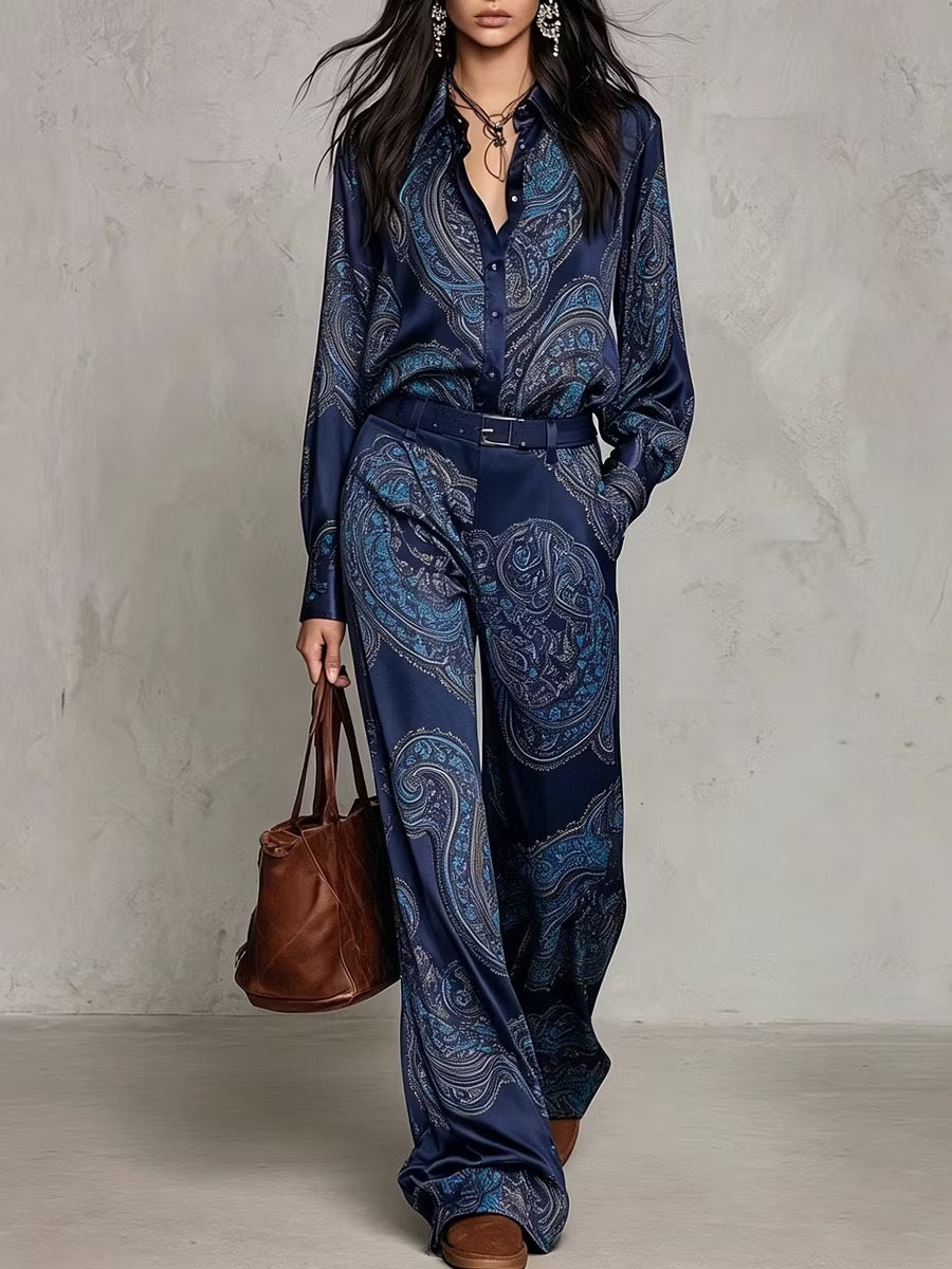 Printed shirt pants outfit