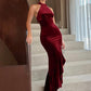 Burgundy velvet halter dress