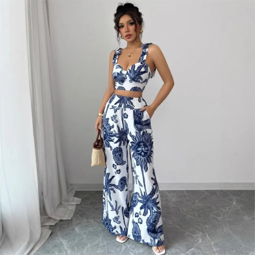 Printed two piece pants set