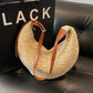 Crochet straw hobo bag