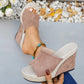 Open toe platform wedges