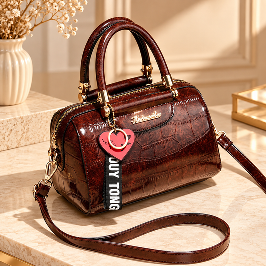Brown crocodile embossed bag