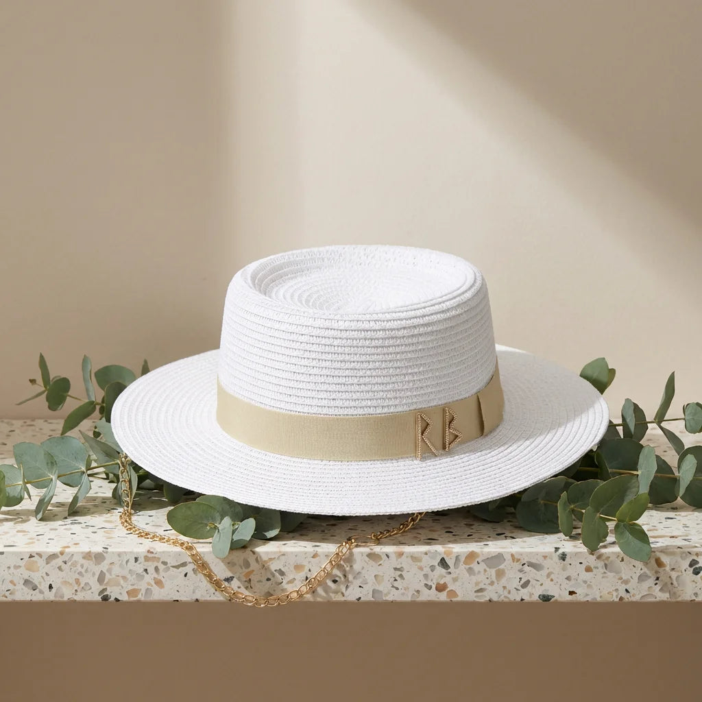 Gold chain detail hat