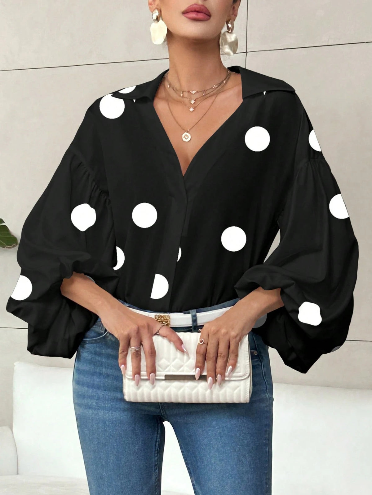 Deep V neck blouse