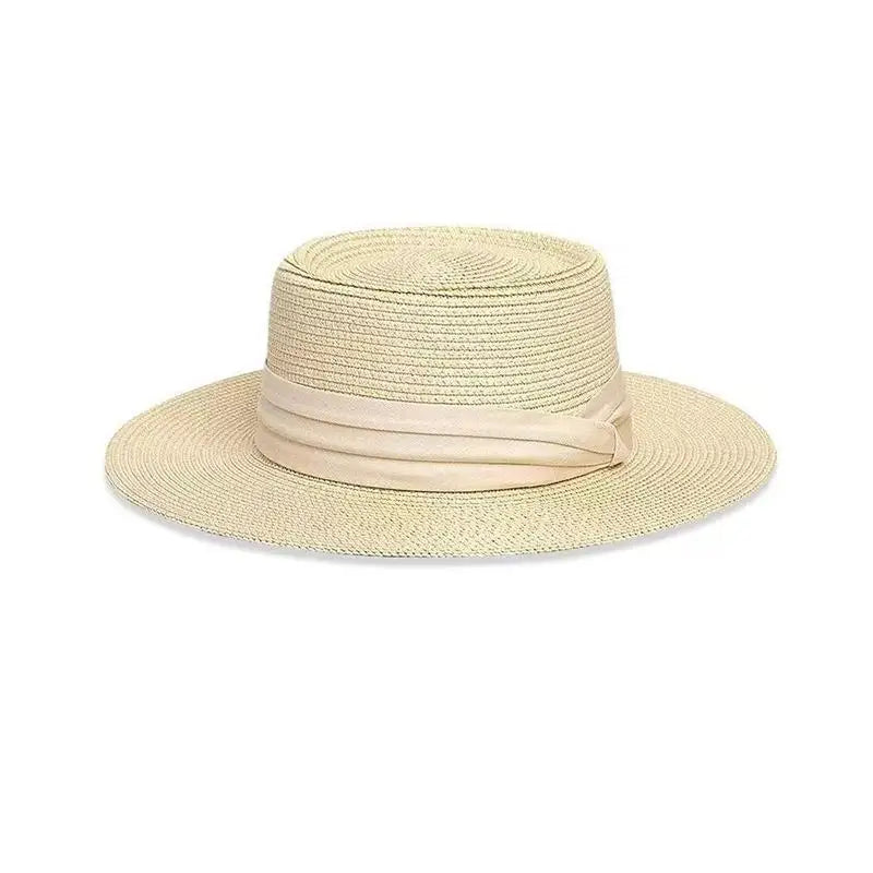 beige woven sun hat