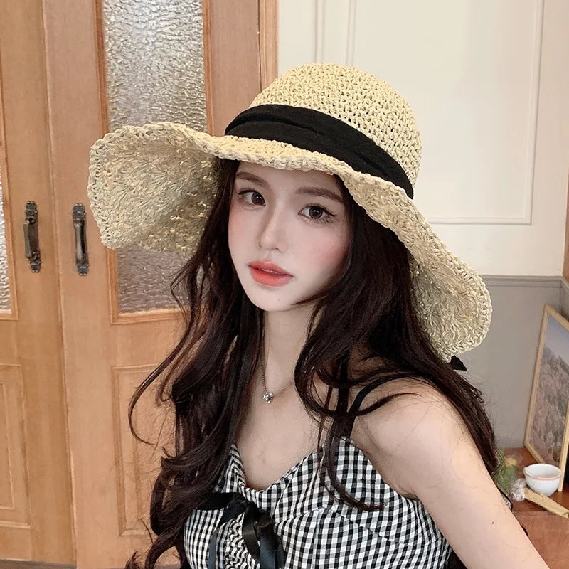 Elegant Ribbon Straw Hat