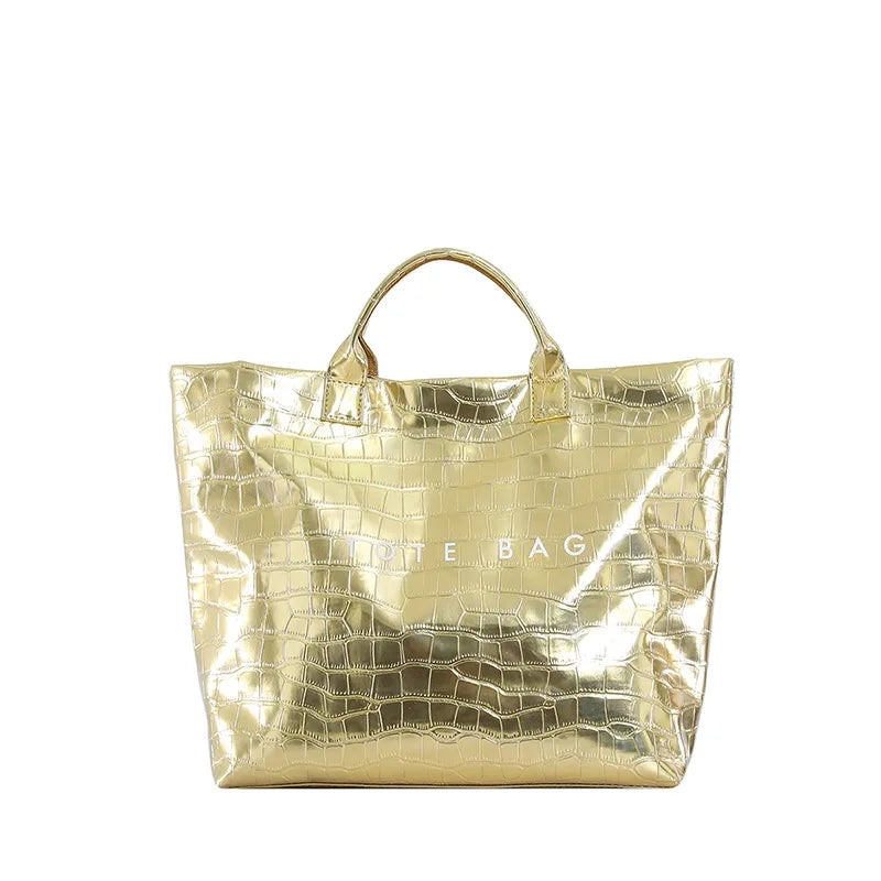 Gold glossy tote bag