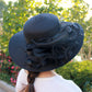 elegant ribbon flower hat