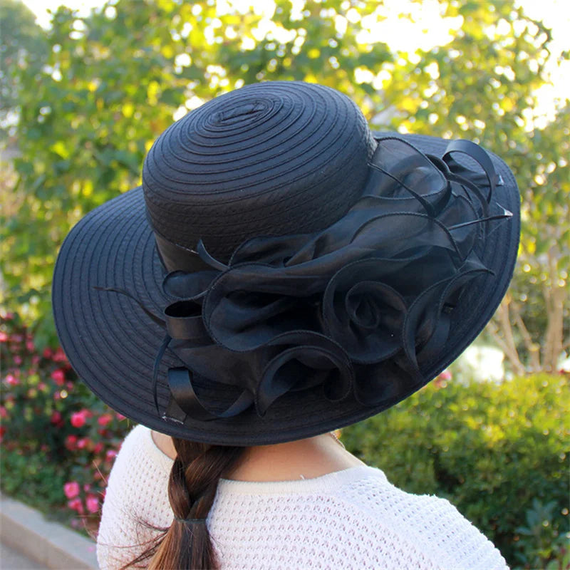 elegant ribbon flower hat