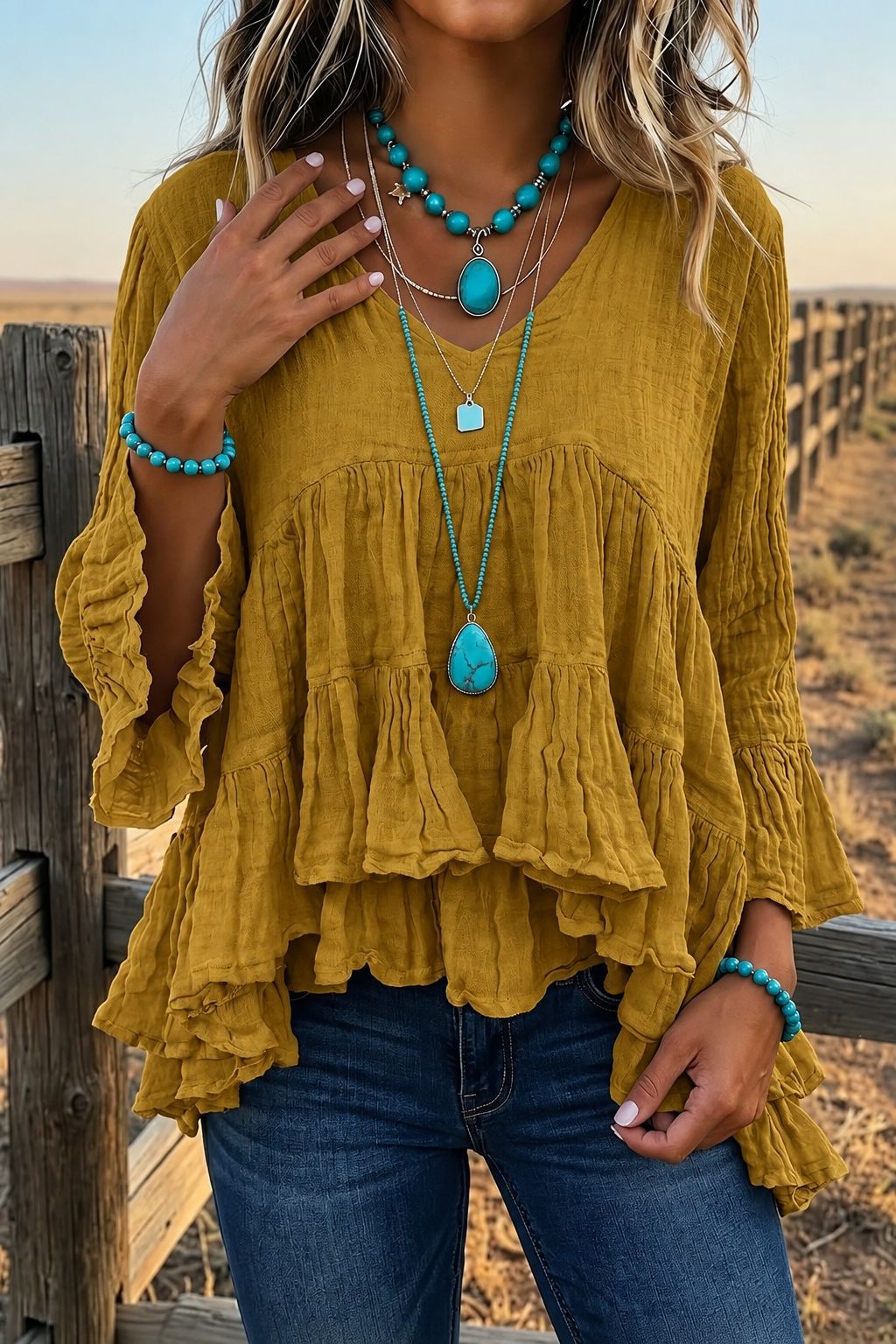 Textured tiered ruffle top