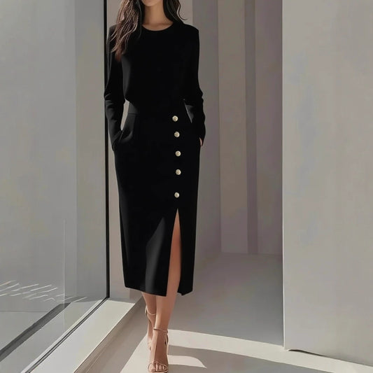 front slit pencil midi dress