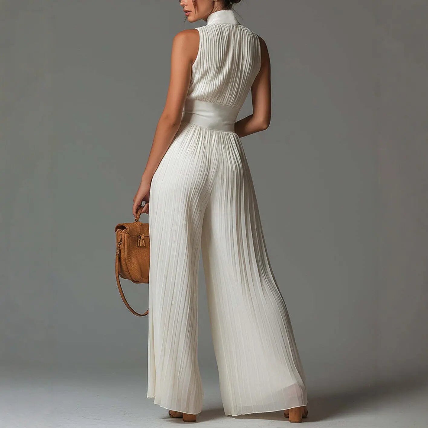 White zip front jumpsuit