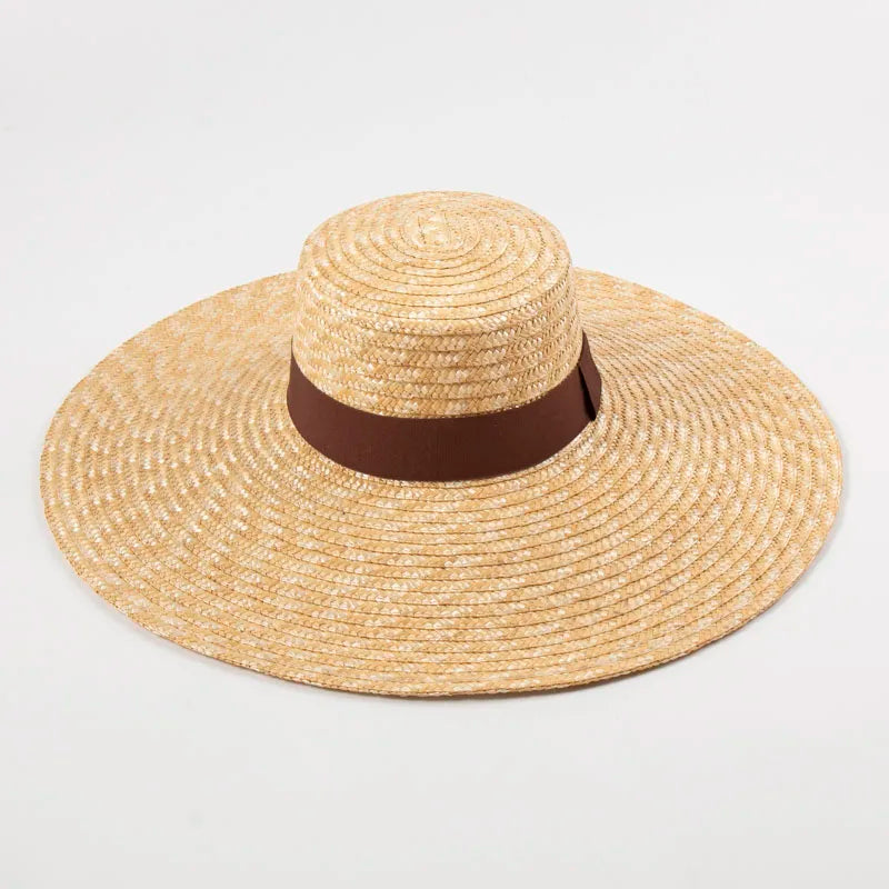 brown ribbon woven summer hat