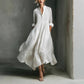 boho white ruffle hem dress