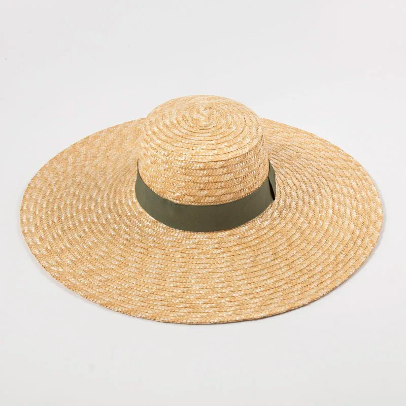 Sage green ribbon woven summer hat