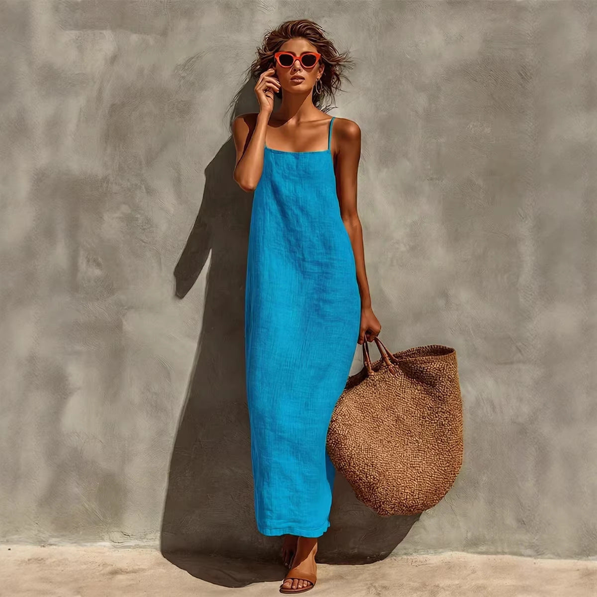 Blue spaghetti strap dress